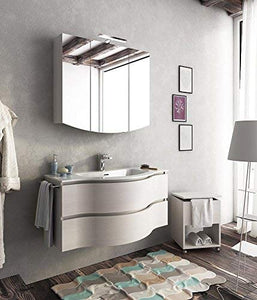 Mobile da bagno Misura: L.105 P.52/35 cm Finitura: Rovere Tranche? Bianco Top: Top Lavabo In Ocritech Con Vasca Integrata - 100% made in Italy