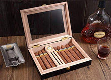 DPLQX Humidor per sigari ammezzati, Caja de cigarros sigari armadi, Peso Leggero Piccole Dimensioni Viaggio Risparmia Spazio con igrometro e umidificatore,Black_238x188x48mm/9x7x2in