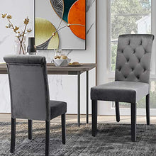 Set di 2 sedie da sala da pranzo, con gambe in quercia, imbottite, per soggiorno, con schienale, grigio