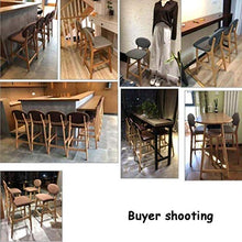 LWW Sgabelli, Set di 2 Dining Chair in legno Sgabello Vintage Rustic Kitchen Bar Sgabelli poggiapiedi cuscino del sedile del contatore Sgabello lino moderna con schienale alto,Beige,SeatHeight65cm