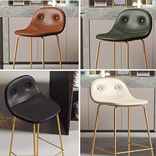 HXSM Sgabello da Bar in Similpelle Sgabelli da Cucina in Metallo Moderno con Schienale E Poggiapiedi Sedia da Pranzo in Stile Industriale 65/75cm Beige Marrone Verde Nero