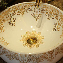 Jgophu Stile cinese su controbassino in ceramica per bagno da bagno con bassino, colore oro