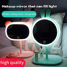 CFPPX Specchio Trucco con Luce LED, USB Ricaricabile Pieghevole Specchio Cosmetico, Makeup Mirror, Specchio da Rotazione a 360°,Verde,Rabbit2