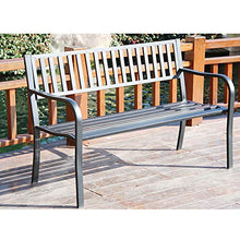 outdoor product Panca da Giardino in Metallo per Esterno，Panchina da Esterno con Schienale E Braccioli,Panca D'ingresso per Esterni con Balcone Decorativo，per Cortile/Portico/Passaggio di Lavoro