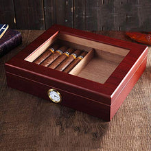 Umidificatore a scatola isolante 6 Sigari Humidor Dispositivo di Raffreddamento Portatile Legno di Cedro Cigar Idratante Governo Prospettiva Tetto Apribile Due Aree di Stoccaggio Igrometro Esterno