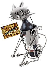 Brubaker Portabottiglie per Vino - Gatto - Decorazione in Metallo - Portabottiglie con Biglietto d'Auguri - Regalo del Vino