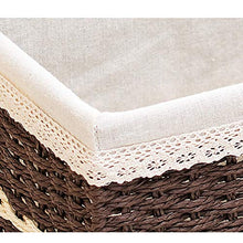 MAHFEI-Cestini Portaoggetti ,Scatola Finitura del Desktop Cosmetico Vestiti Fodera in Cotone Maniglia Integrata Tessitura A Mano Durevole Fibre Vegetali Combinazione di 3 Pezzi (Color : Natural-A)