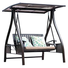 DNNAL Sedia a Battente del Patio, Altalena all'aperto Swing Glider 2-Persona all'aperto Swing con Barra Luminosa Solare e Vassoio di stoccaggio