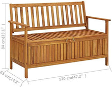 ZRB Baule da Giardino, Bench da Giardino Panche in Legno Solido Patio in Legno di Acacia con braccioli Panchina del Parco per all'aperto,Multibox