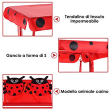 DREAMADE Altalena Dondolo da Giardino per Bambini con 2 Posti e Tetto Regolabile 117 x 78 x 116 cm (Rosso)