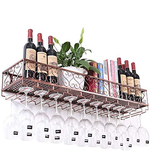 Cremagliera Del Vino Del Metallo Porta Bottiglie E Vetro Portabottiglie Per Vino- Portabottiglie Da Vino Vintage/Da Parete/Portabottiglie-60 × 25 × 17 centimetri_Bronzo