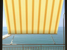 VERDELOOK Tenda da Sole Milos a Caduta avvolgibile con Braccetti 80 cm per ancoraggio, larghezza 2,5 m e altezza 2,5 m, beige e ocra