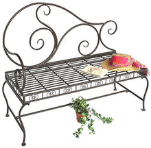 DanDiBo DY140488 - Panchina da giardino in metallo, resistente alle intemperie, 123 cm, panca a 2 posti, con schienale in metallo, colore: Marrone anticato