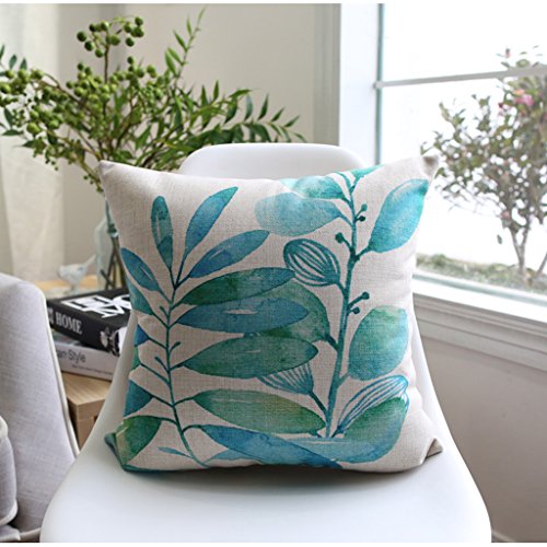 MEILING Piante Fiori freschi d'inchiostro Foglie Cuscini del Divano Cuscini di Cotone Semplice e Lino Cuscino Decorativo (Colore : 45cm-Without Core)