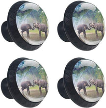 Due elefanti che giocano la foresta d'acqua Pomelli per Porta Set di 4 Pomelli per Mobili Manopole per Cassetti Cucina Armadio Vetro