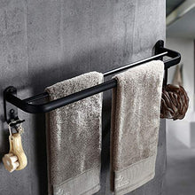Portasciugamani da bagno nero doppio da 50 cm Porta asciugamani a parete nero con portasciugamani in alluminio