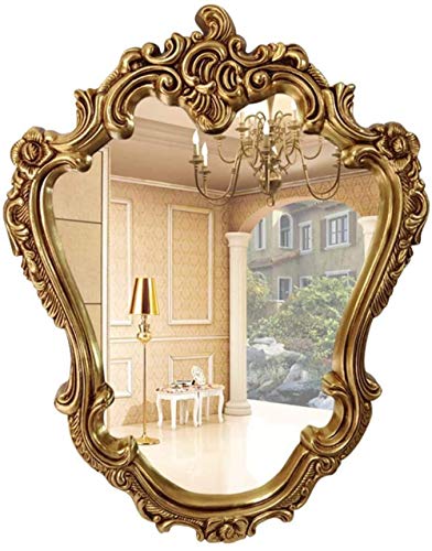 HFFFHA Specchio da toeletta a Forma di Specchio Europeo da Appendere - Specchio da Bagno - Specchio Decorativo - Specchio da Bagno Specchio da Trucco - Cornice in PU