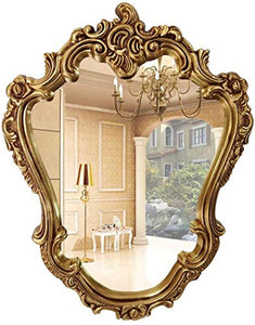 HFFFHA Specchio da toeletta a Forma di Specchio Europeo da Appendere - Specchio da Bagno - Specchio Decorativo - Specchio da Bagno Specchio da Trucco - Cornice in PU