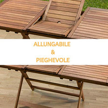 PiuShopping Tavolo Allungabile da Esterno Giardino, in Legno, Pieghevole da Pranzo – (120/160x70x73h)