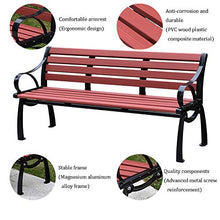 Panca da esterno per il tempo libero sedia in legno di plastica, panca da terrazza con bracciolo schienale, sedia da giardino anti-corrosione e anti-sole, per giardino / veranda / balcone