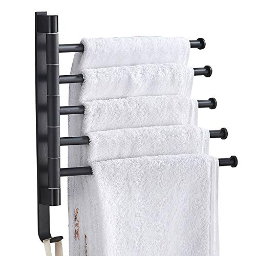 Porta asciugamani Parete Matte Black Pieghevole Portasciugamani Bar In Acciaio Inox Bagno Dell'oscillazione Del Gancio Portasciugamani Bella Ed Elegante Aspetto per accessori da bagno o da cucina