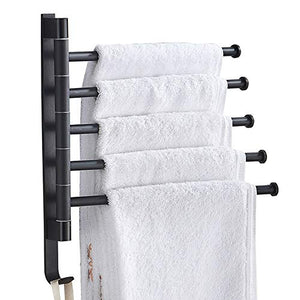 Porta asciugamani Parete Matte Black Pieghevole Portasciugamani Bar In Acciaio Inox Bagno Dell'oscillazione Del Gancio Portasciugamani Bella Ed Elegante Aspetto per accessori da bagno o da cucina