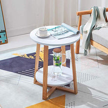 DGHJK Mobili per la casa, Comodino Rotondo in Legno massello 2 Livelli Comodino Comodino Comodino per Soggiorno Camera da Letto, 50x50 cm