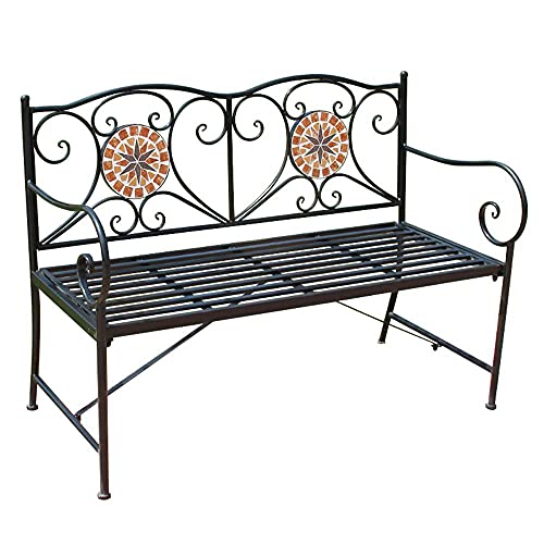 GaoF Panchina da Giardino da 47 Pollici panchina per Il Tempo Libero da Parco, Doppio Sedile da Cortile Panchine in Metallo per terrazza, mobili da Ingresso per sedie a Sdraio antiruggine e