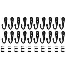 20 Pezzi Ganci Appendiabiti Singolo Ganci per Accappatoio a Singolo Gancio Vintage in Lega di Zinco 44 x 30 mm con Viti per Bagno Camera da Letto Porta Parete - Nero