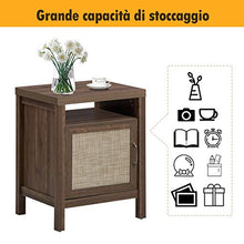 COSTWAY Comodino di Legno con 1 Armadietto, Design Vintage Retrò, per Camera da Letto, Noce