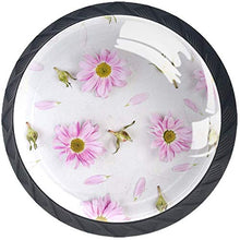 Pink Daisy Petal Flower Beautiful Pomelli per Porta Set di 4 Pomelli per Mobili Manopole per Cassetti Cucina Armadio Vetro