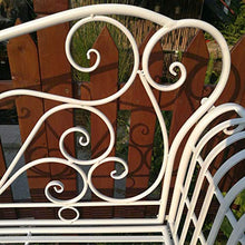 Panchina del Terrazza Parco Panche da Giardino per Tempo Libero All'aperto, Panca 2 Posti in Ghisa Resistente alle Intemperie e alla Ruggine, Retro Panca Decorativa da Patio con Schienale e Bracciol