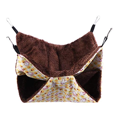 POPETPOP Morbido Pet Appeso Amaca Piccolo Animale Letto Letto Doppio Strato Velluto Amaca per Criceto Chinchilla Scoiattolo Piccoli Animali Domestici - Large Size 35x35 (Yellow Bunny)