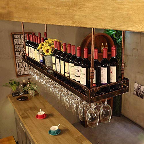 NMDCDH Portabicchieri da Vino da Appendere, Portabicchieri da bancone in Ferro Classico, Calice in Vetro da Vino sotto Il Mobile, Mobili da Parete con Appendiabiti in Vetro, Portabicchier