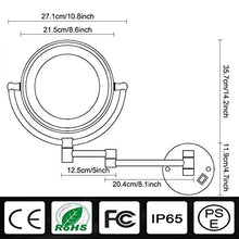 DIELUNY Specchio per Il Trucco Specchio per Trucco a LED a Parete Specchio per Trucco 10X, Specchio da Barba Pieghevole da 8 Pollici, Specchio cosmetico da Parete Estensibile bifacciale per Bagno