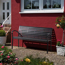 TecTake 403213 Panca da Giardino, Panchina per Parco, Acciaio Verniciato, Nera, 126 x 62 x 81,5cm