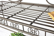 DanDiBo DY140488 - Panchina da giardino in metallo, resistente alle intemperie, 123 cm, panca a 2 posti, con schienale in metallo, colore: Marrone anticato