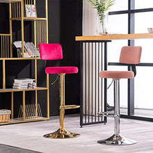 Sgabelli da bar Girevole, Sedia da Cucina Regolabile in Altezza con Schienale E Cuscino in Velluto Poggiapiedi in Metallo Sgabello da Bancone per Soggiorno Bar(Color:Rosa)