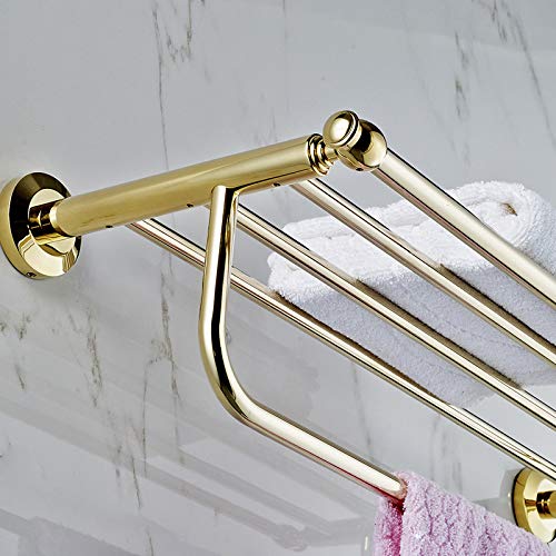 MBYW Portasciugamani Moderno Minimalista Portasciugamani Elegante per Il Bagno di Moda Portasciugamani Dorato/Portasciugamani Doppio Europeo/Mensola portasciugamani in Rame Placcato