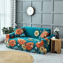 Meiju Copridivano Elasticizzato 1/2/3/4 Posti, Elastico all-Inclusive Copertura Panno Antiscivolo Divano Protector Ideale per Poltrone Stampa di Fiori (3 posti 195-230 cm,Girasole)