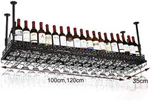 FGDSA Portabottiglie da Parete in Metallo ripiano in Ferro ripiano nel Bar Loft a soffitto a Parete Appeso Vino calici in Vetro Champagne Porta calici portabottiglie (Dimensioni: 120 * 35 cm)