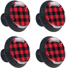 Modello senza cuciture plaid nero rosso Pomelli per Porta Set di 4 Pomelli per Mobili Manopole per Cassetti Cucina Armadio Vetro