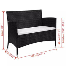 vidaXL Panchina da Giardino in Polirattan Nero 106x60x84 cm