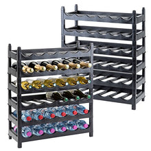 Wedestock - Scaffale per bottiglie, portabottiglie modulabile, in plastica, 72 bottiglie, colore: Nero