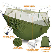 Amaca da Campeggio con Rete Zanzariera 260*140cm Amaca portatile con Zanzariera Capacità di Carico 200kg Traspirante Amaca da Esterno Nylon da Paracadute ad Asciugatura Rapida per Escursioni