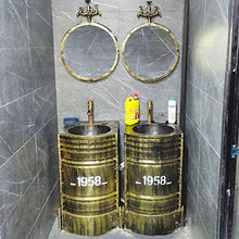 YRRA Autoportante Bagno Mobile Lavabo, Stile Industriale Ferro Battuto Mobile Bagno con Lavabo con Rubinetto e Scarico 20,8 x 17,7 x 32,2 Pollici,Bronzo,Sink Cabinet