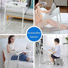 Odegltina - Tavolino da letto, per laptop, divano, da portata, tavolino da caffè, tavolino in metallo regolabile in altezza, facile da montare (bianco)