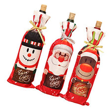 HEALLILY 3 Pezzi Copri Bottiglia di Vino di Natale Borse Pupazzo di Neve Bottiglie di Vino di Babbo Natale Borse Sacchetti Bottiglie di Renna Vestiti per Le Vacanze Decorazione della