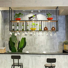 RUXMY Armadio per Vino Bar Portabottiglie da Parete con LED Downlight Portabottiglie in Vetro sospeso Grande scaffale a Doppio Strato Decorazione da Parete in Legno e Ferro - Nero