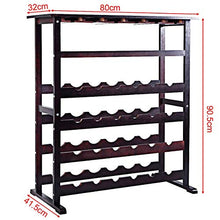 COSTWAY Cantinetta Portabottiglie Scaffale per Vino con Portabicchiere in Legno da 24 Bottiglie, Marrone Scuro, 90,5 x 80 x 41,5 cm